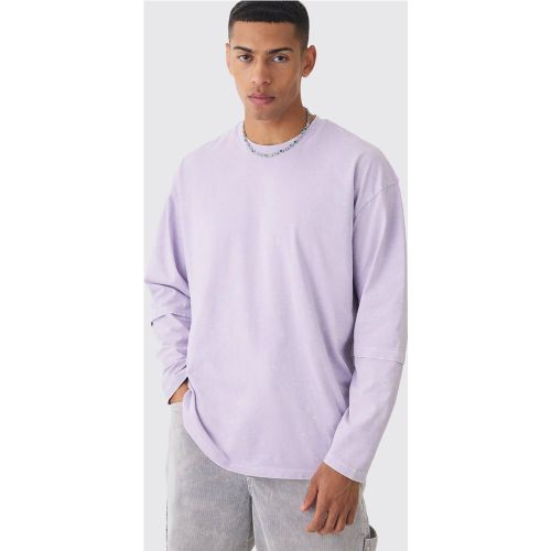 T-shirt oversize délavé à manches longues - S - Boohooman - Modalova