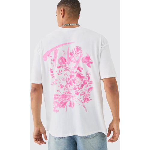 Oversized Tokyo Extended Neck Floral Print T-shirt - Boohooman - Modalova