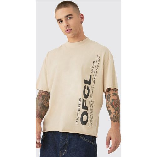 Oversized Boxy Heavyweight Ofcl Text Graphic T-shirt - Boohooman - Modalova