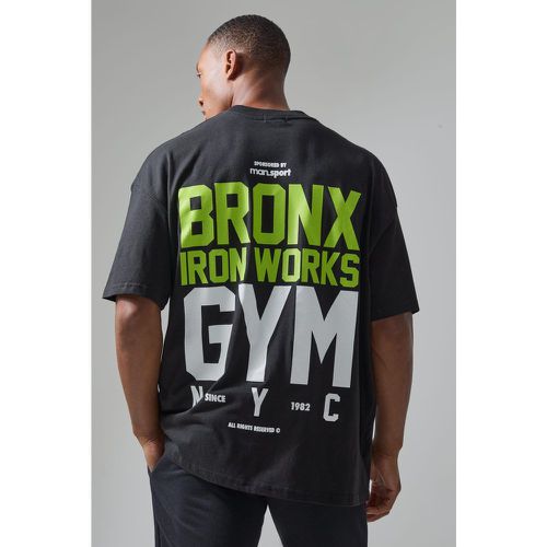 Active Ovesrized Extended Neck Bronx Gym Graphic T-shirt - Boohooman - Modalova