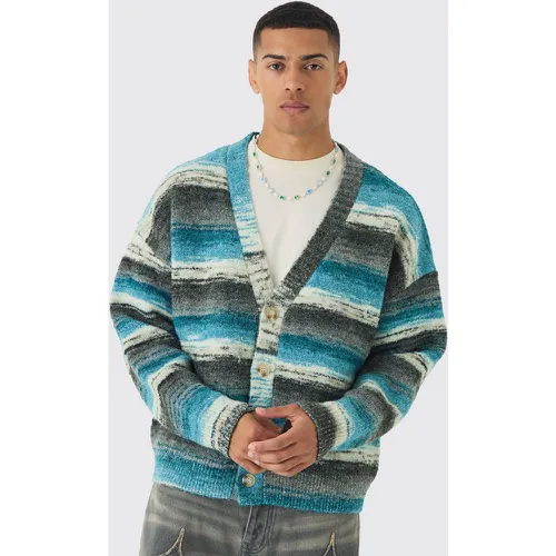 Cardigan rayé oversize en maille - S - Boohooman - Modalova