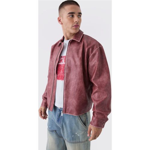 Veste Harrington oversize délavée en simili - MAN - S - Boohooman - Modalova