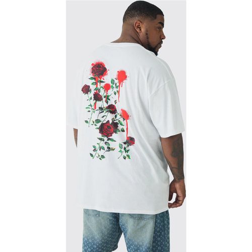 Plus Rose Floral Back Print T-shirt - Boohooman - Modalova