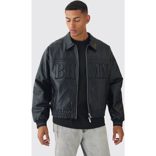 Bomber oversize enduit à écusson homme - S - Boohooman - Modalova