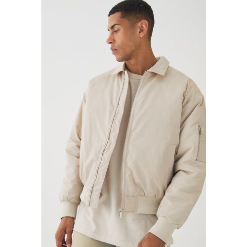 Bomber satiné en écru homme - S - Boohooman - Modalova