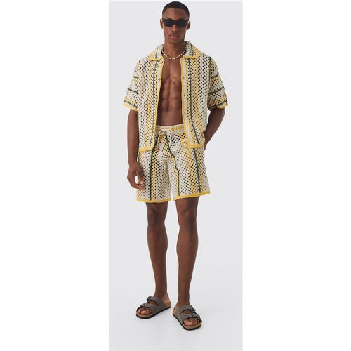 Ensemble oversize à coutures apparentes avec chemise rayée et short - S - Boohooman - Modalova