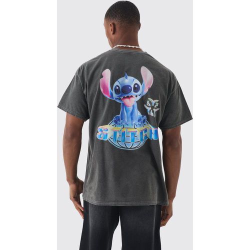 Oversized Disney Lilo And Stitch Wash License Print T-shirt - Boohooman - Modalova