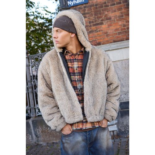 Veste oversize zippée à capuche en synthétique - L - Boohooman - Modalova