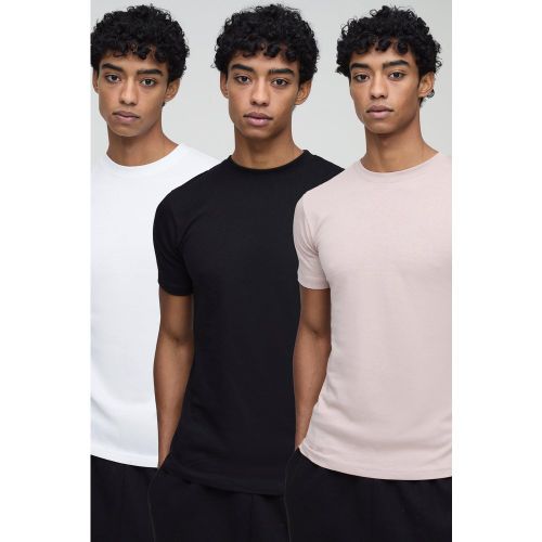 Lot de 3 t-shirts cintrés - S - Boohooman - Modalova