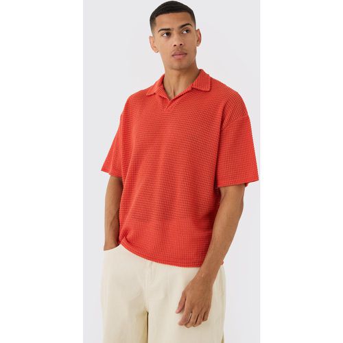 Polo oversize texturé à manches courtes - S - Boohooman - Modalova