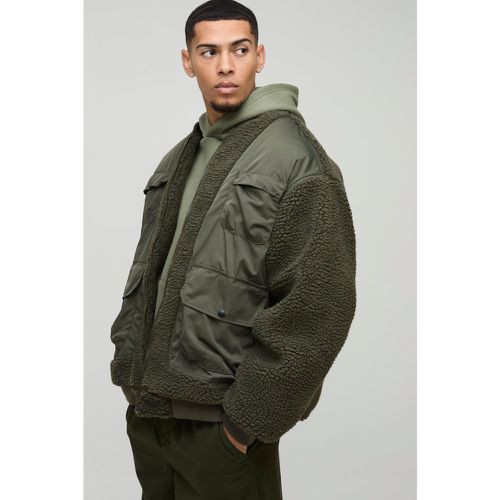 Bomber oversize utilitaire en polaire et nylon homme - S - Boohooman - Modalova