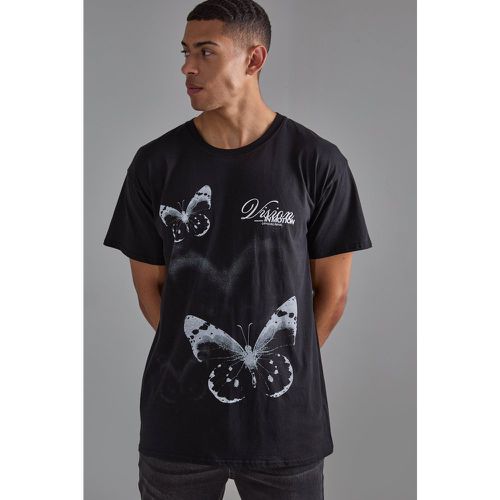 Oversized Extended Neck Butterfly Graphic T-shirt - Boohooman - Modalova