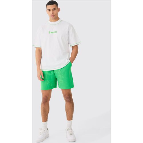 Ensemble oversize à imprimé cœur avec t-shirt et short - L - Boohooman - Modalova