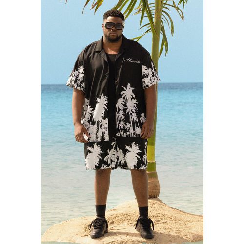 Grande taille - Ensemble à imprimé palmier avec Chemise oversize et short homme - XXXL - Boohooman - Modalova