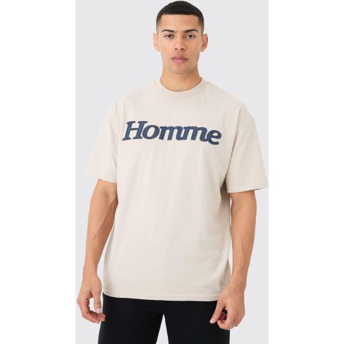 T-shirt oversize en jean à écussons - M - Boohooman - Modalova