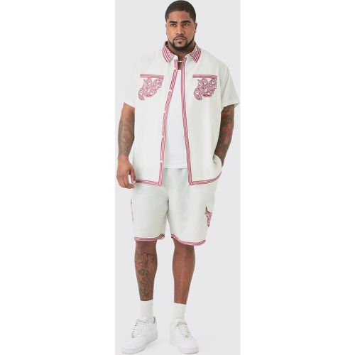 Grande taille - Ensemble en lin avec chemise et short homme - XXL - Boohooman - Modalova