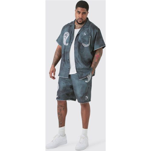 Grande taille - Ensemble en lin à broderie cachemire homme - XXXL - Boohooman - Modalova