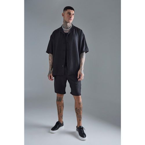 Tall - Ensemble oversize en lin à manches courtes et short homme - L - Boohooman - Modalova