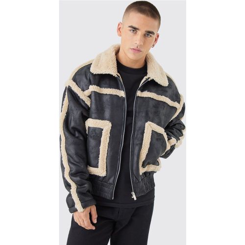 Bomber oversize à bordures en polaire homme - M - Boohooman - Modalova