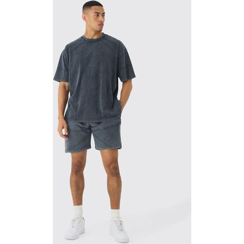 Ensemble oversize délavé avec t-shirt et short - S - Boohooman - Modalova