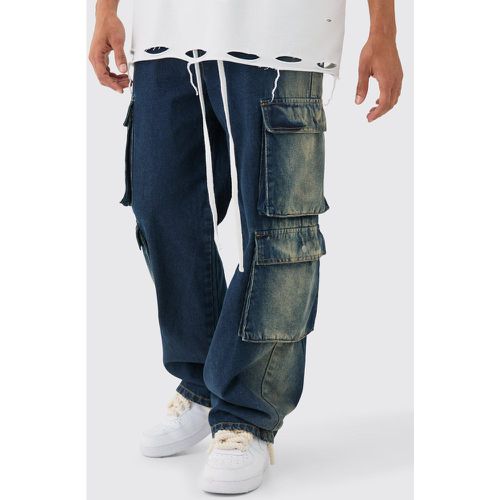 Jean cargo baggy délavé à taille élastiquée homme - 28R - Boohooman - Modalova