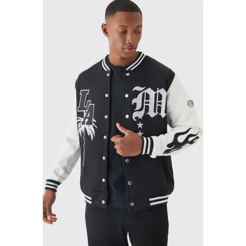 Bomber universitaire en jersey Los Angeles - XS - Boohooman - Modalova