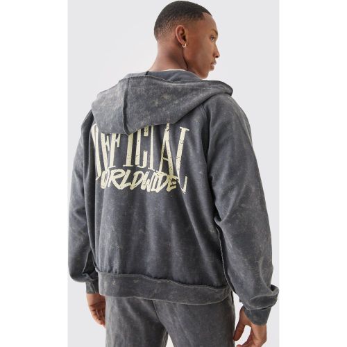 Sweat à capuche oversize zippé imprimé - L - Boohooman - Modalova