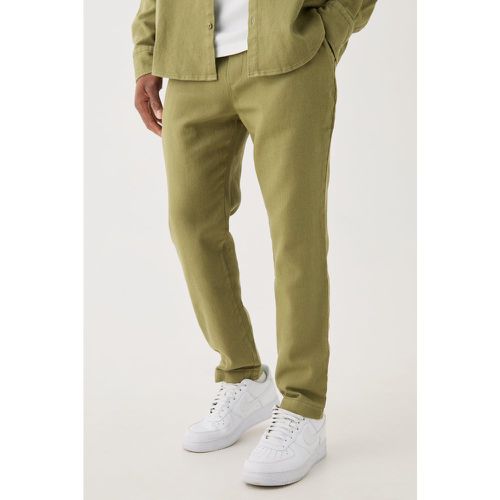 Pantalon droit texturé à taille élastiquée - S - Boohooman - Modalova