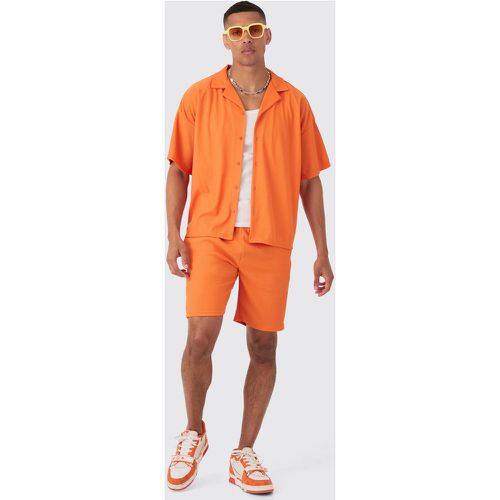 Ensemble côtelé à manches courtes avec chemise oversize et short - L - Boohooman - Modalova