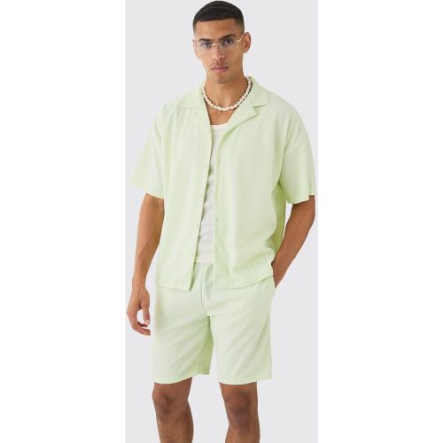Ensemble côtelé à manches courtes avec chemise oversize et short - XL - Boohooman - Modalova