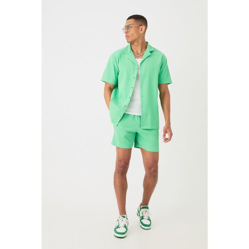 Short Sleeve Oversized Lightweight Pleat Shirt & Short Set - Boohooman - Modalova