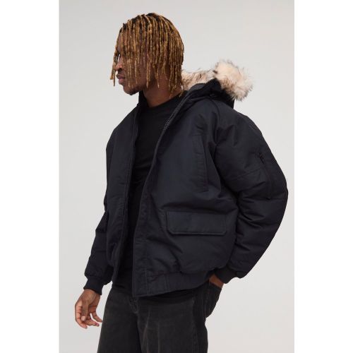 Tall - Parka à capuche et bordure en synthétique homme - L - Boohooman - Modalova