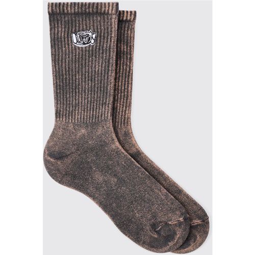 Chaussettes délavées à broderie - MAN - ONE SIZE - Boohooman - Modalova