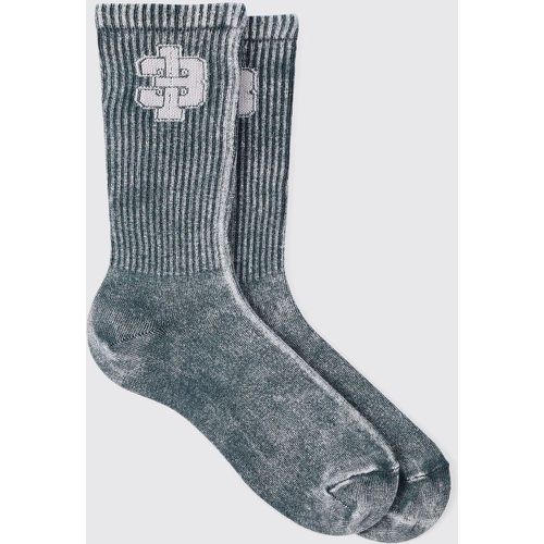 Acid Wash 13 Jacquard Socks In Charcoal - Boohooman - Modalova