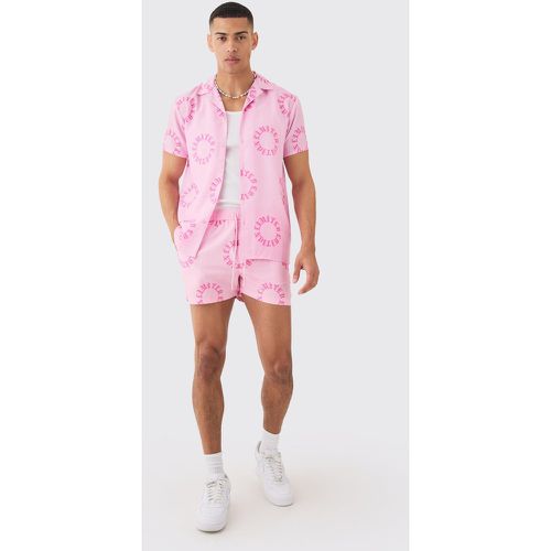 Ensemble imprimé avec chemise et short de bain - L - Boohooman - Modalova