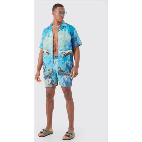 Ensemble oversize avec chemise à imprimé Renaissance et short de bain - M - Boohooman - Modalova