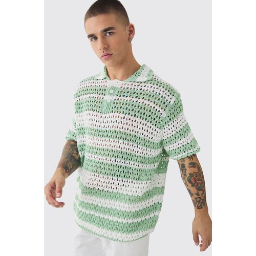 Polo oversize rayé à coutures apparentes - M - Boohooman - Modalova