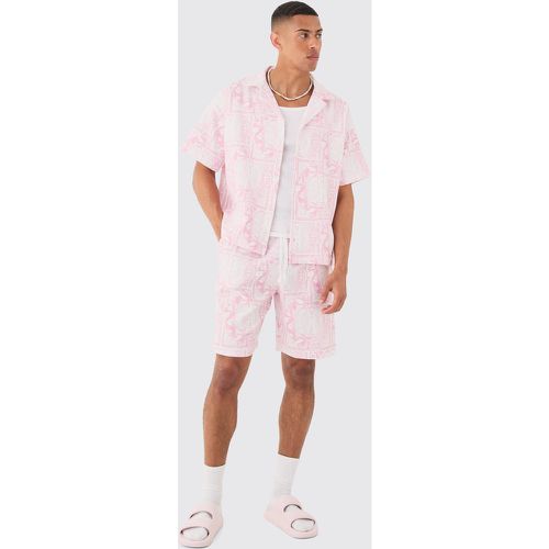 Ensemble à imprimé Worldwide avec chemise plissée et short - L - Boohooman - Modalova