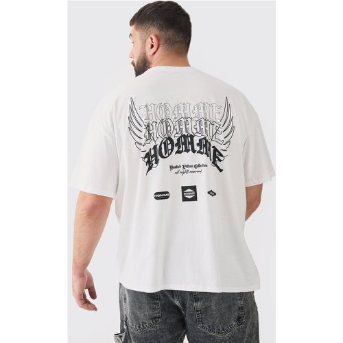 Plus Oversized Moto Racing Overdye T-shirt In White - - XXXL - Boohooman - Modalova
