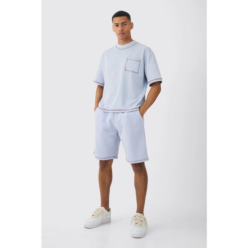 T-shirt oversize à coutures contrastantes et short long - S - Boohooman - Modalova