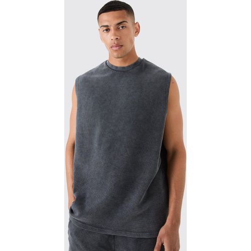 Débardeur oversize délavé en tissu gaufré - S - Boohooman - Modalova