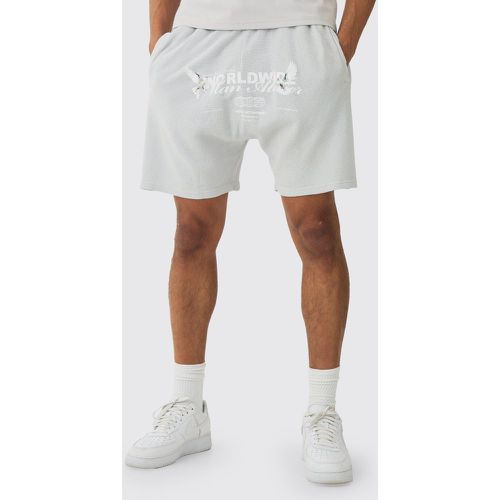 Relaxed Washed Heavyweight Graphic Volley Waffle Shorts homme - Boohooman - Modalova