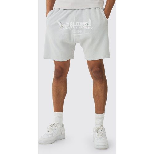 Short de volley imprimé en tissu gaufré - L - Boohooman - Modalova