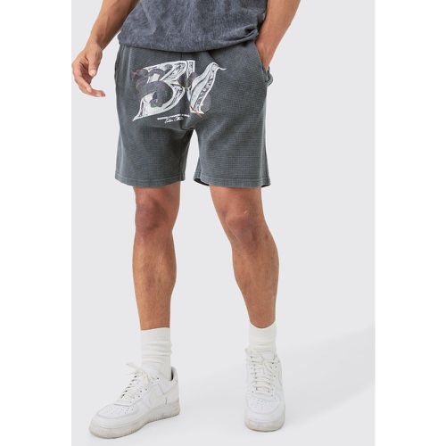 Short de volley imprimé en tissu gaufré - L - Boohooman - Modalova