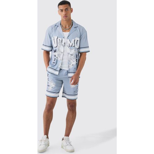 Ensemble avec chemise satinée à imprimé oiseau et short - L - Boohooman - Modalova