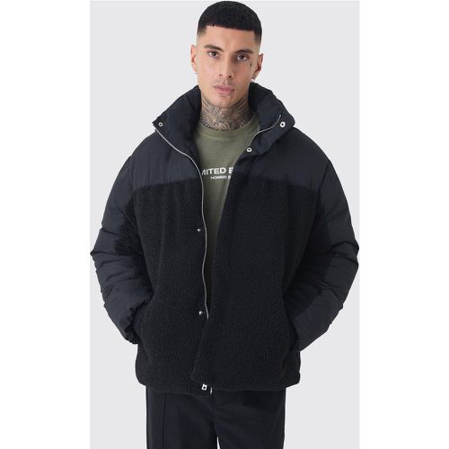 Tall - Manteau matelassé en polaire et nylon - S - Boohooman - Modalova