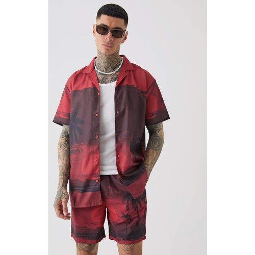 Tall - Ensemble à imprimé palmier avec chemise oversize et short de bain homme - S - Boohooman - Modalova