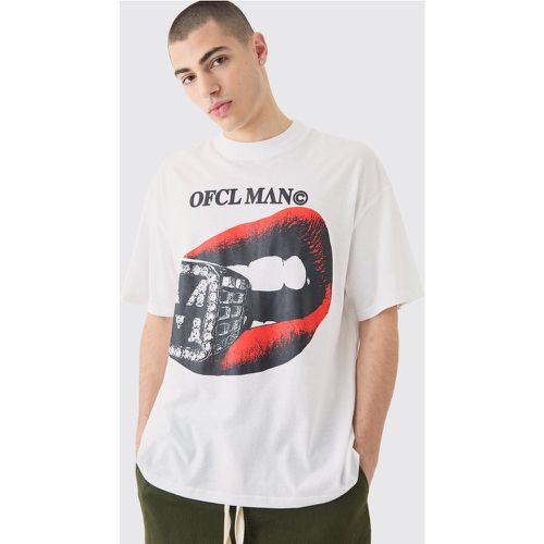 T-shirt oversize imprimé lèvres - L - Boohooman - Modalova