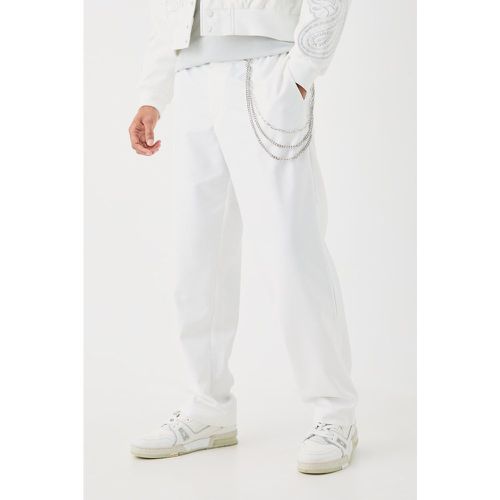 Relaxed Fit Tailored Trouser With Chain In White - Boohooman - Modalova