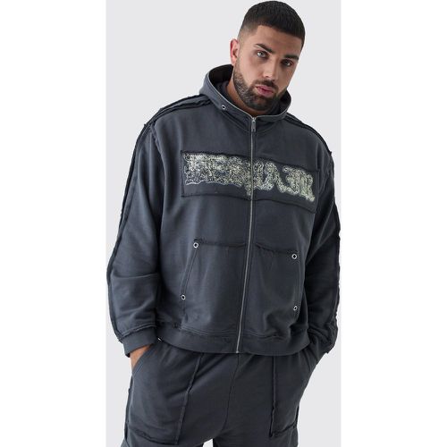 Grande taille - Sweat à capuche oversize à écussons - XXXL - Boohooman - Modalova